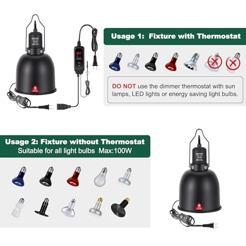 Dxophiex DP-T5 5.5 Inch Reptile Heat Lamp Fixture With Dimming Thermostat thumb #1