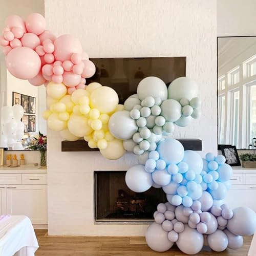 Image of Voircoloria 95pack Pastel Balloons Different Size 18 /12 /10 /5 Inch Pastel Balloon Garland Arch Kit for Graduation, Wedding, Birthday, Princess Theme, Easter, Baby Shower, Anniversary Party Decorations