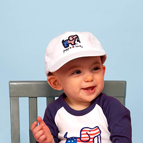 Pavilion Gift Company USA Dog-Puppie Love 0-12 Month Velcro Baby Baseball Hat, White, Adjustable3