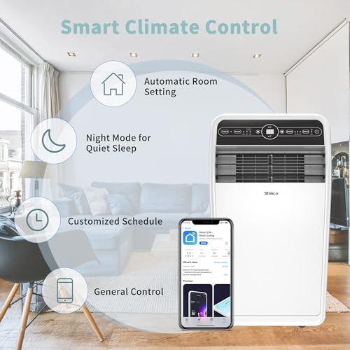 Shinco 10,000 BTU Portable Air Conditioner, Portable AC Unit with Built-in Cool, Dehumidifier & Fan Modes for Room up to 300 sq.ft, RC, Wi-Fi Enabled, 24 Hour Timer, Window Kit - Image 5