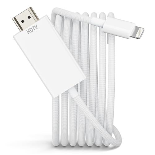 Apple MFi Certified Lightning to HDMI Cable 1080P [ 10ft,No Power Needed]Lightning to Digital AV Adapter Sync Screen Connector Woven Cord for iPhone 14 13 12 11 XS XR 8 iPad to HDTV/Projector/Monitor