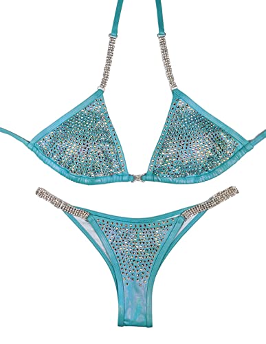 New, Never Worn Crystal Fitness Competition Bikini Suit- Lustrous Turquoise