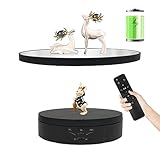 2 in 1 5.74' Motorized Rotating Display Stand with 8.66 Inch Mirror Replacement Cover, Spinning Display Stand 360 Degree Photography Turntable Lazy Susan Max Load 22Lbs (Black)