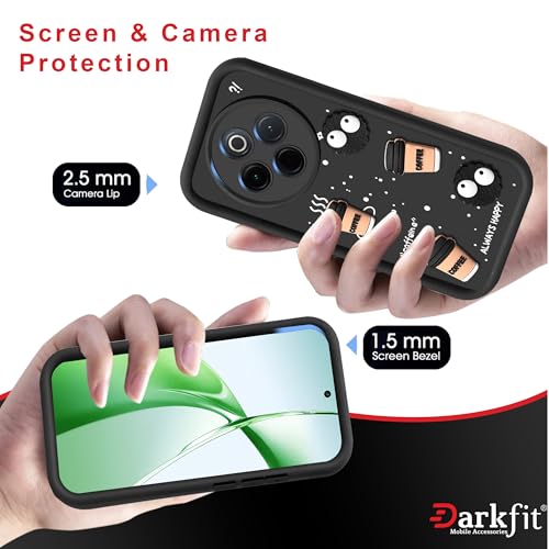 Image of DARKFIT Back Case Cover Compatible with Vivo T4 5G | Cute Fun Cartoon Ball 3D Coffee Silicone Case | Body Protection | Camera Protection | Shock Proof | for Vivo T4 5G | Color Black | Pack of 1
