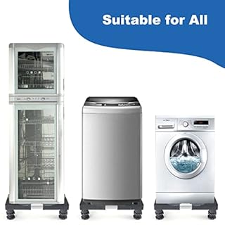 W B D WEIBIDA Support Machine à Laver 4 Pieds Rembourrés, Charge 200KG Socle Machine a Laver, Largeur Réglable de 40-62cm, Hauteur de 10-12.5cm Support Électroménager pour Machines à Laver, Gris