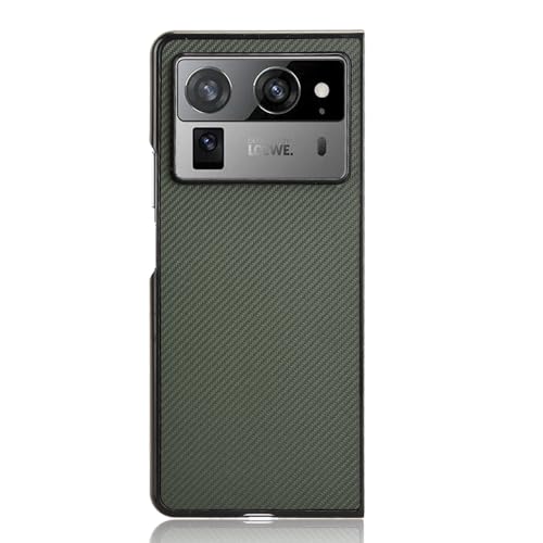 Image of for Tecno Phantom V Fold2 Case Carbon Fiber Texture Shockproof PU+PC Phone Cover - Green