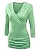 LL Womens 3/4 Sleeve Wrap Front Drape Top - Made In USA
