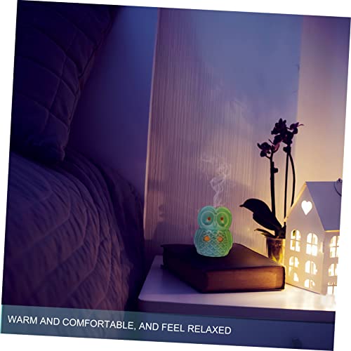 Brûleur de parfum design compact hibou bleu, grand diffuseur d'arômes céramique