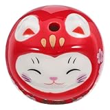 MALUGOGO Figura de Gato de la Fortuna de Dharma de cerámica Japonesa, decoración de Escritorio, Estatua de Riqueza para el hogar y el Coche, Color Rojo, Adorno Creativo de bendición