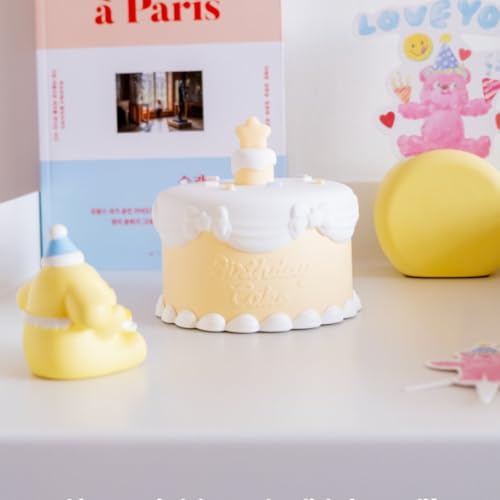 Lámpara de noche silicona forma pastel cumpleaños LED miniatura 5
