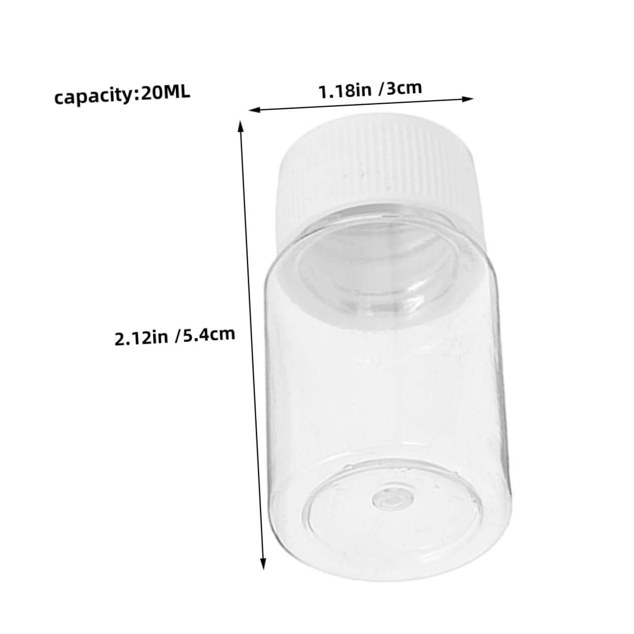 Ciieeo Plastic Wide Mouth Laboratory Bottles Caps 20ml Reagent Bottles Easy Fill Clean for Lab Classroom Storage
