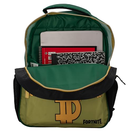 Image of Fortnite Big Dill Backpack for Boys & Girls, 16 Inch Nylon Twill Big Face Schoolbag withMetal Fortnite Zipper Pull, Green