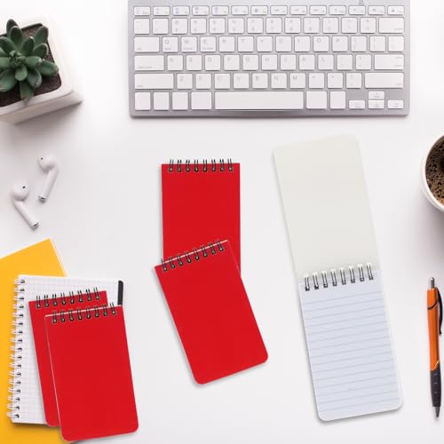 Image of 12 Pack mini Spiral Steno Pads,3x5 Inch Small Pocket Notebooks,75 Sheets /150 Pages College Ruled Lined Note Pads For Kids Adults Outdoor,Home,School,Office (Red)