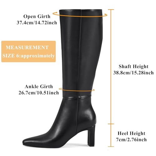 Image of GENSHUO Knee High Boots for Women Comfy Flat Heel Vintage Square Toe Fall Winter Solid Side Zipper Costume Knight Booties