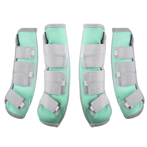 Image of Harrison Howard Horse Fly Boots Leg Guards Fly Boots Protection Set of 4 Aqua Medium Cob