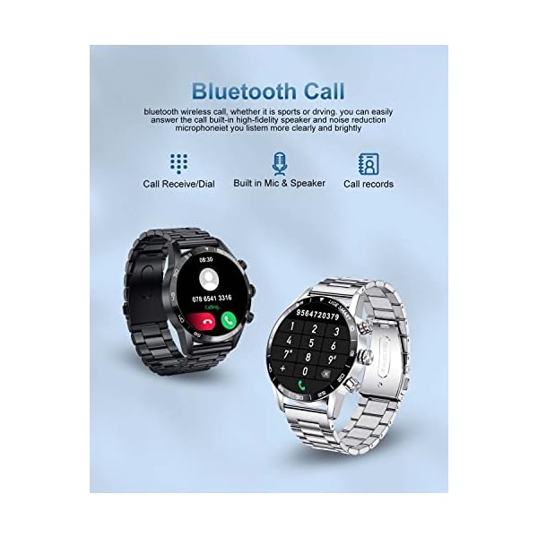 SUNKTA Smart Watch for Men,Bluetooth Calls, 1.32" HD Touch Screen Fitness Tracker with Blood Pressure/SpO2/Heart Rate/Sleep Monitor,IP67 Waterproof Smartwatch for Android iOS Silver - Image 3