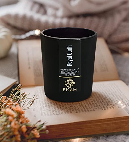 Image of EKAM Royal Oudh Votive Soy Wax Scented Candle, 40 Grams, 10 Hours Burn Time| Long Lasting Premium Candles | Ideal for Home Decor | Gifting & Aromatherapy