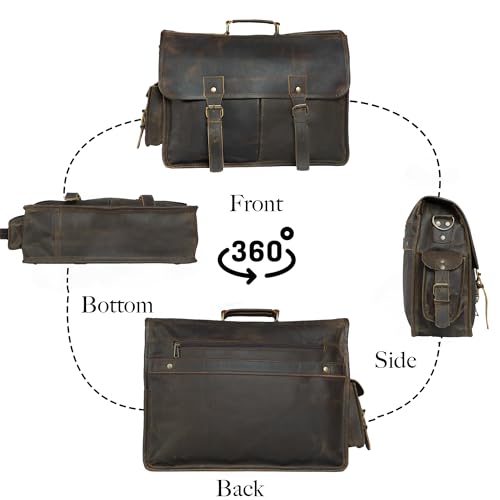 Leather Messenger Bags for Men and Women 16 Inch Laptop Office Briefcase Satchel4