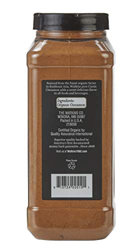 Image of Watkins Gourmet Spice, Organic Ground Cinnamon, Bulk Food Service Size, 14.7 oz (Pack of 1)