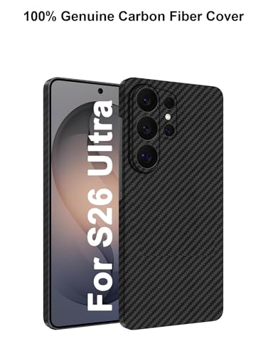 Image of Midkart Ultimate Thin Case Compatible with Samsung Galaxy S26 Ultra Release 2026 Matte Carbon Fiber Cover 1500D Sturdy Durable Aramid Super Light at 0.6mm No-Case Feeling, Black