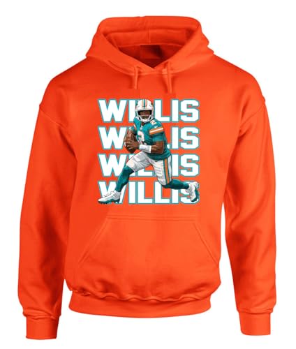 Tenacious Tops Miami Malik Willis Text Pic Hooded Sweatshirt Hoodie ADULT XL Orange