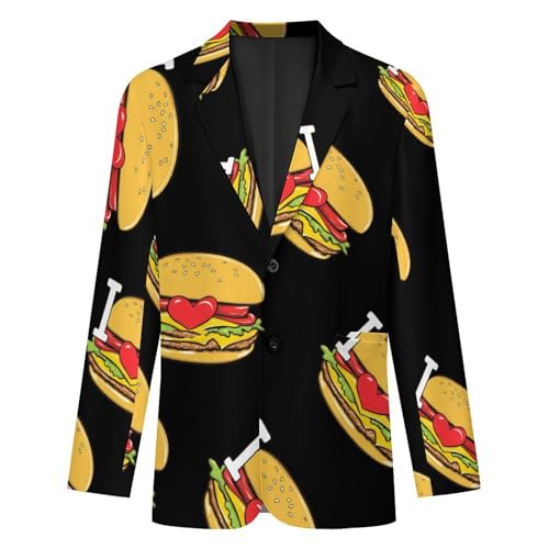 I Love Burger Hamburger Mens Blazer Lightweight Sport Coat Two Button Suit Jackets4