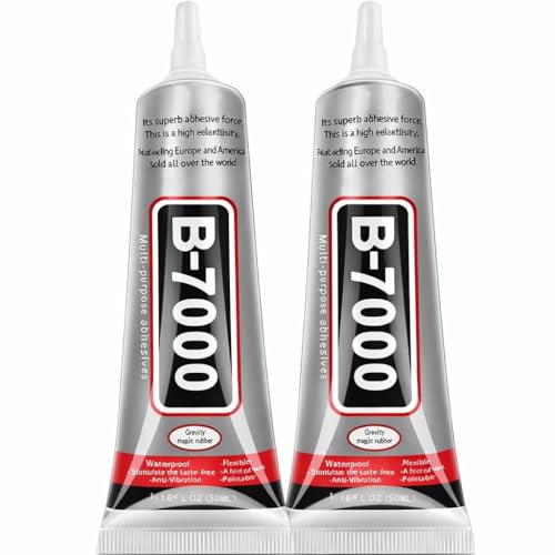 Image of DEXURIES B7000 Multipurpose Adhesive Glue | Jewelry, Beads, Clothes, Shoes, Fabrics,Screen Repair, Metal, Stone, Glass, Mobile Phones,Artificial Crystal Crafts (50ML, 1.68fl oz /Pack of 2)