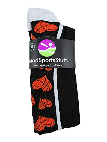 MadSportsStuff Crazy Basketball Crew Socks with Love Basketball Hearts for Girls Women Youth Adult Kids Gift Accessories2