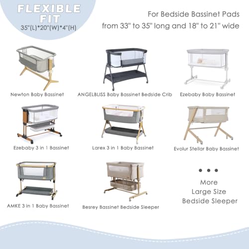 Image of 4 Pack Baby Bassinet Sheets - 35 inchx20 inch Bedside Bassinet Sheets for Newton, Ezebaby, AMKE & Other Large Bedside Sleeper | Ultra Soft & Skin Friendly Bassinet Fitted Sheets for Boys Girls