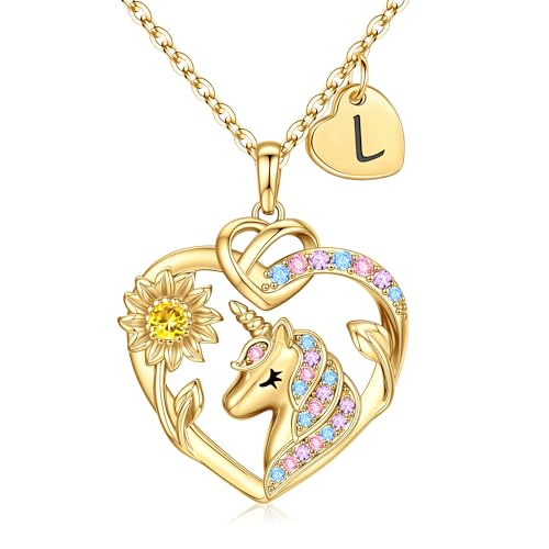 Regalos de unicornio para niñas M MOOHAM collar infantil de oro ideal para nietas