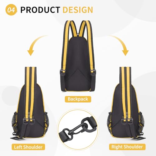 Image of Convertible Sling Bags for Women Men, Lightweight Crossbody Backpack Daypack Fit for 7.9 inch Tablet for Casual Travel Sport Hiking (Yellow)