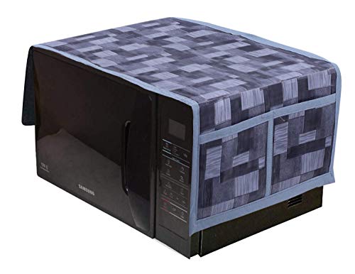 Kuber Industries 3D Checkered Design PVC Microwave Oven Top Cover 30 Liter with Utility 4 Pockets (Grey) – CTKTC40662