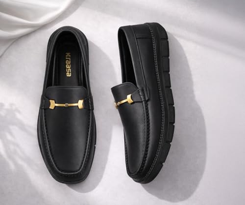 Image of Kraasa Men's Casual Loafers | Synthetic Leather Upper | Comfortable PU Sole | Slip-On Buckle Office, Party Shoes