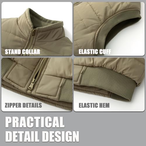 Image of Msmsse Men's Outerwear Vests Winter Quilted Padded Vest Gilet Stand Collar Warm Puffer Vest