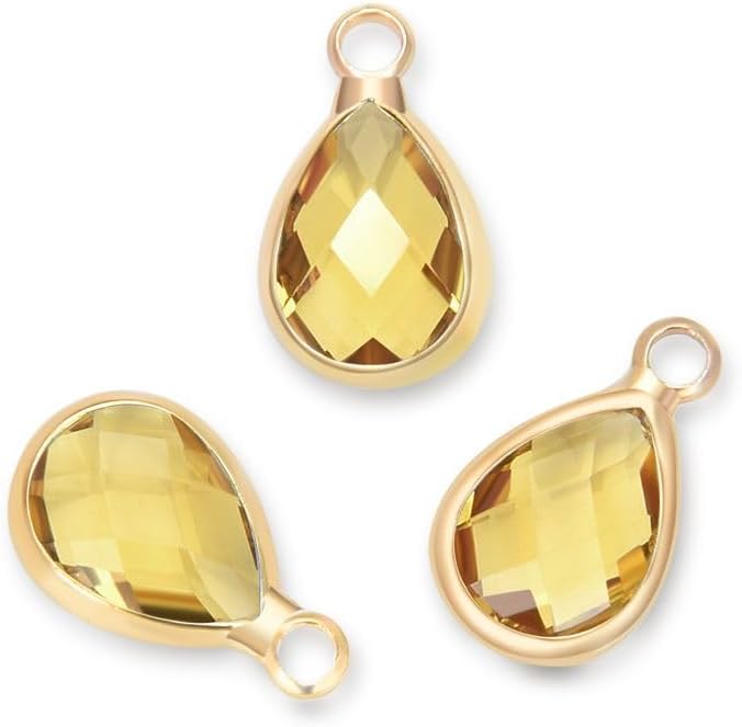 Adabele Grade A Birthstone Pendant Drop 11mm 14mm 16mm 18K Yellow Gold Plated For Personalized Earrings Bracelet Necklace Anklet Pendant Keychain Craft Jewelry Making