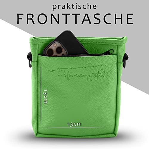 Ostfriesenpfoten® Leckerlibeutel 'Frieda' für Hunde aus hochwertigem Kunstleder - Grün Größe M - Futterbeutel mit EasyOpen Einhandmagnetverschluss - Gassitasche für Hunde-Leckerli