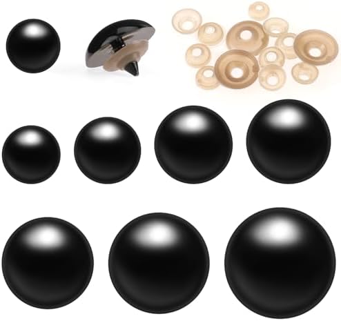 160 Pieces Large Safety Eyes for Crochet Animals, Plastic Safety Eyes with Washers, 10-30 mm Black Safety Eyes for Amigurumi, Stuffed Animal Eyes for DIY Toy Doll Teddy Bear Making Supplies