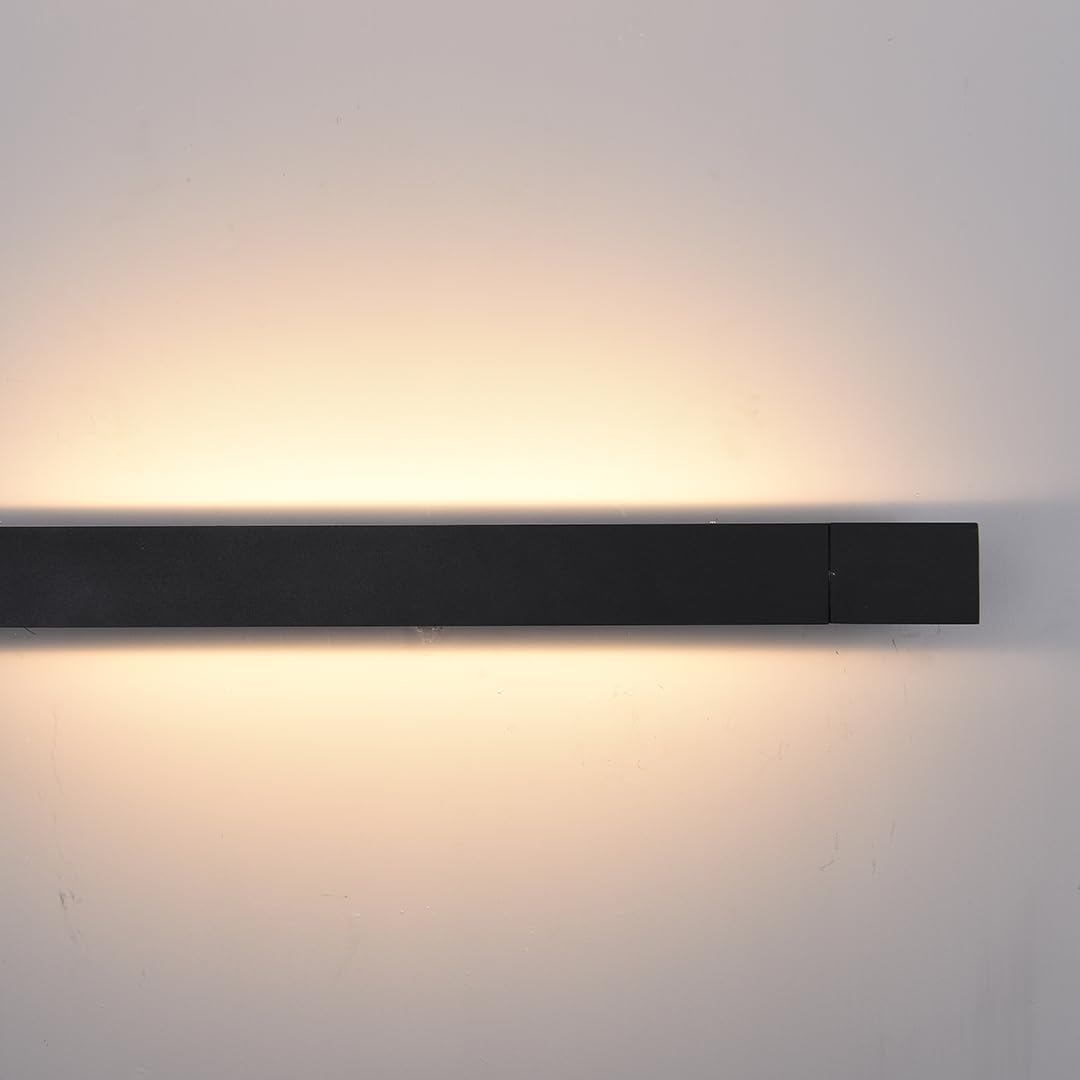 NEONA LINEA LED Wandleuchte Schwarz Aluminium, 340° Drehbare Lichtleiste Warmweiß Blendfreies Licht, Badezimmer Flur Wohnzimmer Wetterfest (Schwarz)