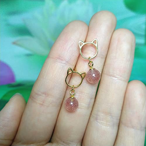 Boucles d'oreilles S925 anti-allergie chat cristal rose