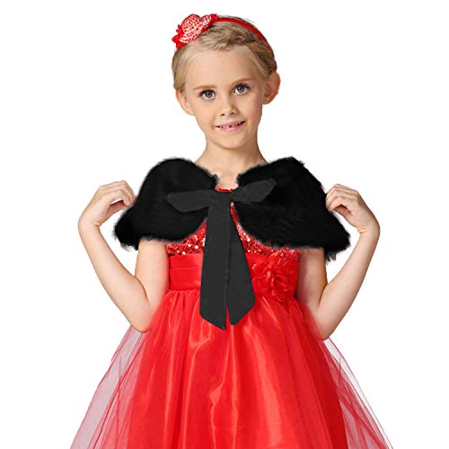 Girls Princess Faux Fur Wraps Shawl Girls Bolero Shrug Party Wedding Dress Cape2