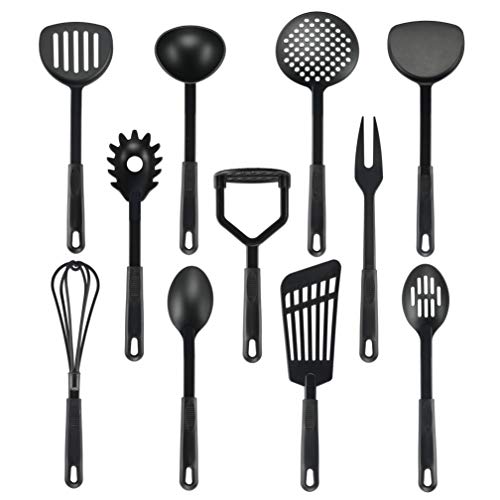Klee Utensils 11-Piece Non-Stick Nylon Kitchen Utensils Set, Black