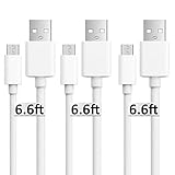 Usb to Micro Usb Cable, 3Pack 6 FT Long Fast Charge USB 2.0 A Male to Micro B Sync Charger Cord for Android, Samsung, LG, HTC, Motorola, Nokia, MP3, Camera - White