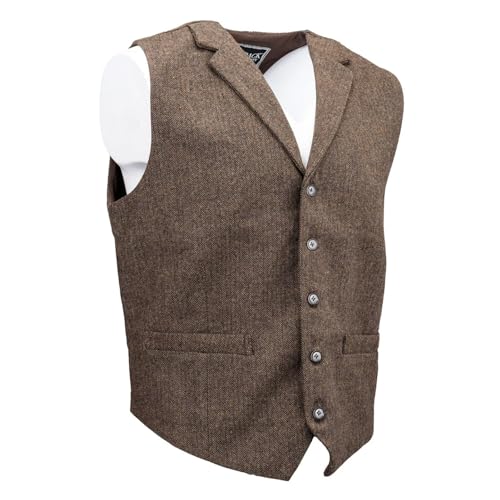 Image of OUTBACK TRADING Men's Jessie Vest | Lightweight Button Down Wool Western Outdoor Vest with Adjustable Back Slide Belt