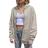 Women Oversized Zip Up Hoodies Casual Long Sleeve Hooded Cardigan Jacket Drawstring Vintage E Girl...