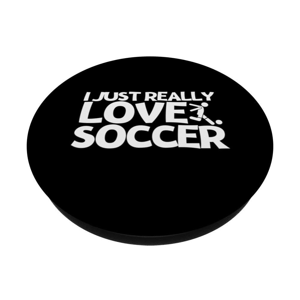 Soccer Player I Just Really Love Soccer PopSockets Swappable PopGrip, Black - Image 2