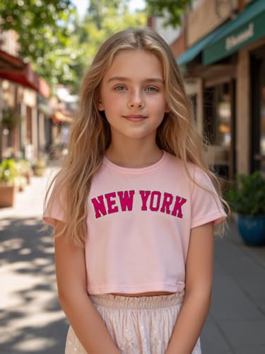 Little Girls Crop Tops Cool Summer T-Shirt Crewneck Short Sleeve Fashion Tee Size 6-142