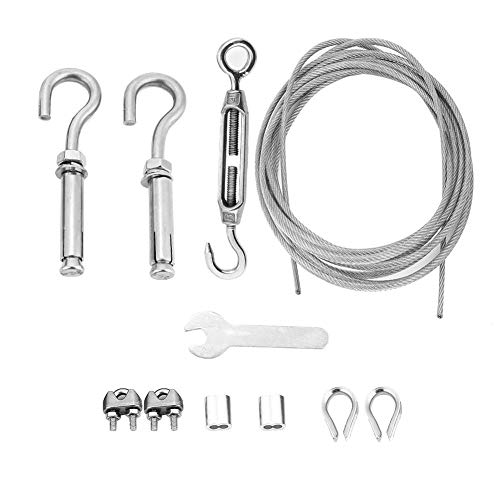 Outdoor Stainless Steel Clothes Line Heavy Duty Metal Clothes Line with Tensioner and Expansion Hooks and Retainer Clip (8m/26.2ft) - Image 3