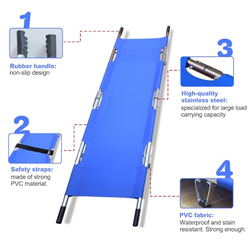 SOKO Foldable Stretcher Flexible Medical Folding Transport Stretcher, Portable Folding Stretcher for Medical Emergency,Portable Stretcher with Heavy Duty Handles, Carrying Case and Straps - Thumbnail 6