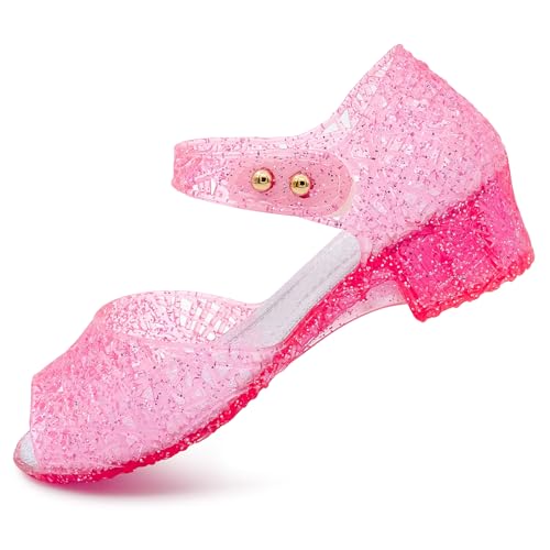 Image of techcity Princess Girls Sandals Dress Up Dance Party Cosplay Jelly Shoes for Kids Toddler Mary Janes