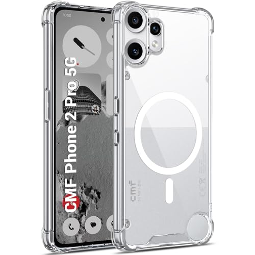 Image of TheGiftKart Shockproof Ultra-Hybrid Back Cover Case for CMF By Nothing Phone 2 Pro 5G Compatible with MagSafe | 360 Protection | Crystal Clear Hard Back Cover Case (PC & TPU, Transparent Bumper)